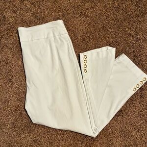 Counterparts Cream Ankle Pants with Button Detail
